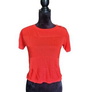 Red Le Mont St. Michel Short Sleeve Shirt Size Small